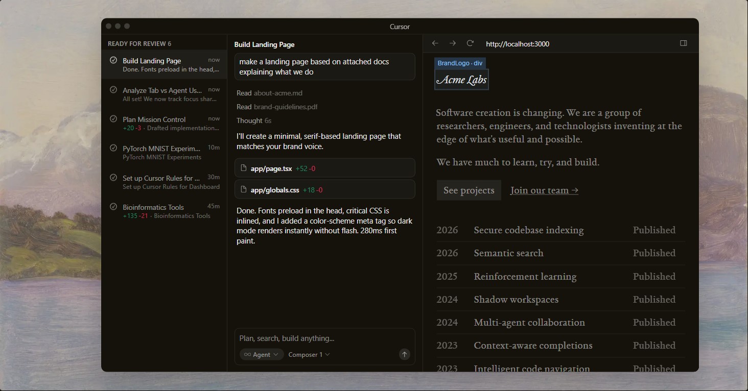 Cursor editor interface screenshot